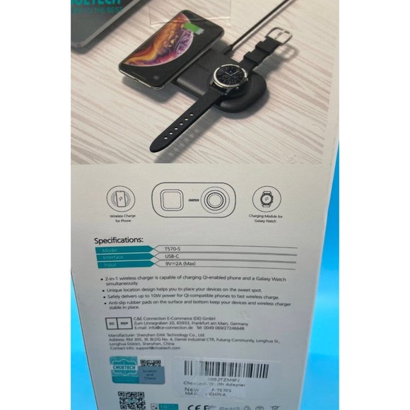 Choetech T570-S 2-in-1 Wireless Charger, 10W Max Wireless Charging Pad with Adap - Picture 9 of 11